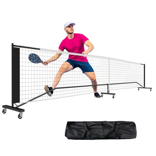 Portable Pickleball Net System, Pickle Ball Set with Wheels for Driveway, Indoor Steady Pickleball Stand with Carrying Bag for Backyards Outdoor, 22 FT USAPA Regulation Size