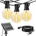 SUNTHIN 50ft Solar String Lights, USB Rechargeable Solar Outdoor Lights with 24 Waterproof & Shatterproof G40 LED Bulbs for Patio, Porch, Garden, Deck, Bistro, Cafe, Camping - size: 50 Feet