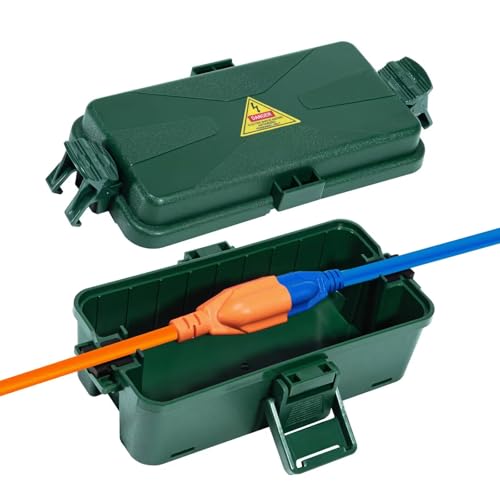 Outdoor Electrical Box Waterproof IP54 Extension Cord Cover(Inner 6.5 x 3.5 x 2.2inch) Wall-Hangable Box for Plug, Halloween, Christmas String Lights, Weatherproof Connection (1 PCS Green) - color: 1 PCS Green