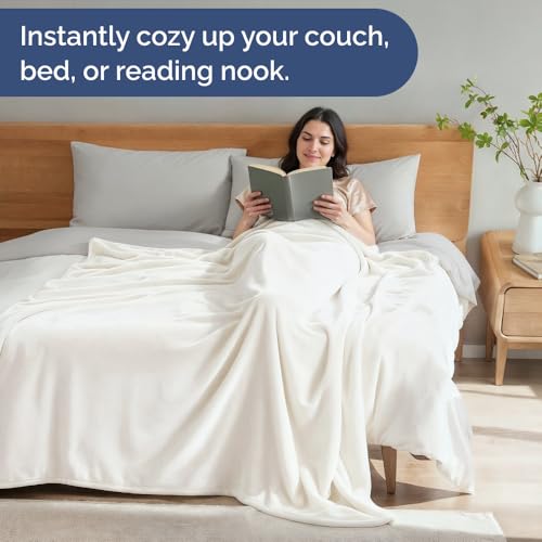 Ultra Soft Fleece Blanket Queen Size - Flannel Fleece Luxury Queen Blanket - Lightweight for Couch Bed Chair - Thick, Warm and Breathable - All Season Cozy Fuzzy, Anti-Static Microplush Bedding, White - color: 08 - White, size: Queen (90" x 90")