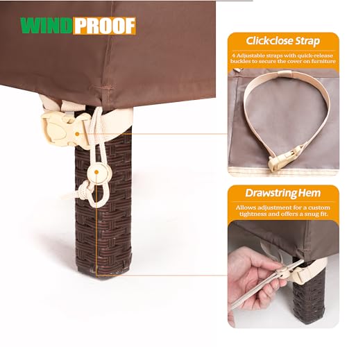 F&J Outdoors Heavy Duty Rip-stop Fabric UV Resistant Waterproof Large Patio Furniture Covers, 126"x83"x27.5" - color: Beige + Coffee, size: 126"(W)×83"(D)×27.5"(H)