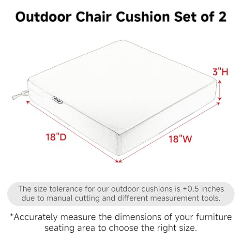 Favoyard Patio Chair Cushions 18 x 18 x 3 Inch Waterproof Outdoor Seat Cushions for Patio Furniture 3-Year Color Fastness Garden Sofa Couch Chair Pads with Handle & Adjustable Straps Set of 2, Green - color: Green, size: 18 x 18 x 3 In