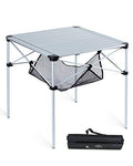 iClimb Lightweight Stable Alu. Folding Square Table Roll Up Top with Carry Bag for Camping Picnic Backyards BBQ Camp Kitchen (Silver, L) - color: Alu Silver, size: Large