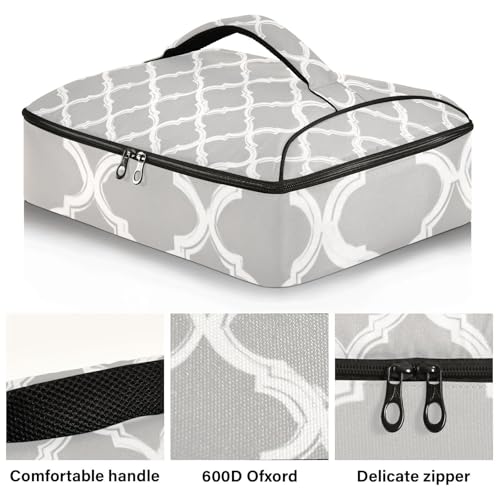 Casserole Carriers for Hot or Cold Food Reusable Casserole Dish Carrier Insulated Thermal Large Capacity Durable Perfect for Party Camping Family Gatherings Yellow Fish - color: Silver Minimalist Quatrefoil