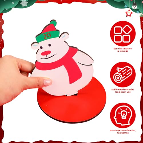 Jenaai 32 Pcs Christmas Wooden Nutcrackers Ring Toss Game, Christmas Ring Toss Game Set for Family Indoor Outdoor Play Xmas Party Supplies Decoration - style: Deer