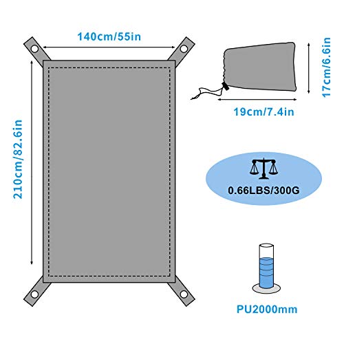 BISINNA Waterproof Camping Tarp Mutifunctional Tent Footprint, Groundsheet Picnic and Beach Mat with Carrying Storage Bag for Picnic, Hiking,Backpacking,Hammock - size: 2 Person(82.67’’x55’’)