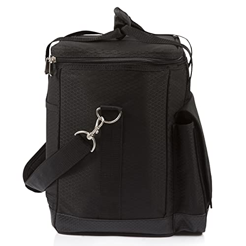 Picnic TIME Cellar 6-Bottle Wine Carrier & Cooler Tote, Insulated Padded Wine Cooler Bag for Travel, Portable Water-Resistant Wine Bag, (Black with Gray Accents) - style: Wine Carrier