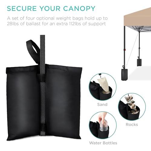 Best Choice Products 10x10ft Pop Up Canopy Tent, Outdoor Shade, 1 Person 1 Minute Set Up, Carry Case, 4 Weight Bags - Tan - color: Tan, size: 10x10ft