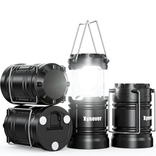 4-Pack Portable Camping Lanterns,LED Battery Powered Lights Tent Lamp Magnetic Base,Hanging Hook,Collapsible, Waterproof for Emergency, Hiking,Hurricane,Campsites,Lanterns for Power Outages - style: Battery Not Included（4-Pack）