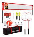 20ft Outdoor Volleyball & Badminton Combo Net Set for Backyard Beach with Adjustable Poles, Durable Anti-Sag Net, PU Volleyball, 2 Aluminum Rackets - color: Red