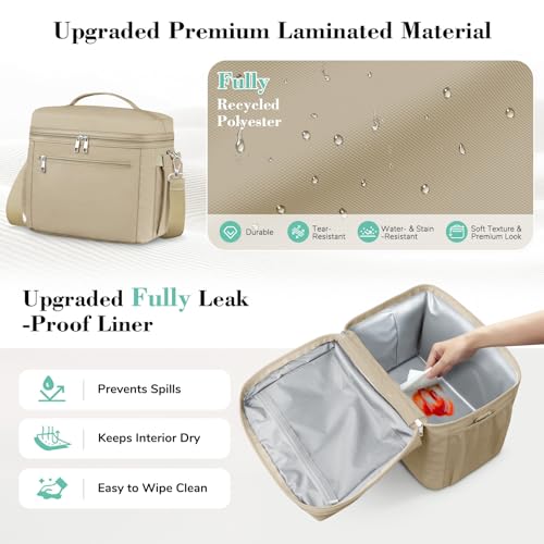 DALINDA Insulated Lunch Bag Lunch Box for Women Men,Leak-Proof Cooler Bag Lunchbox Lightweight for Work Picnic,Study,Beach,Camping,Travel - color: Khaki, size: 7L Medium · Compact Size