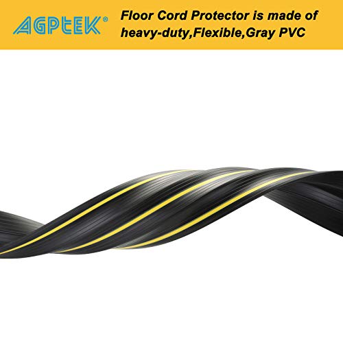 AGPTEK Heavy Duty Floor Cable Cover Cable Protector, 10 Ft Floor Cord Protector 3 Channels Floor Cord Cover (Mid Channel 0.93") Contains Cords, Cables and Wires, Good for Office, Home, or Outdoor - color: Black-Extended
