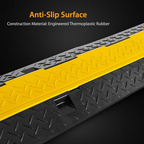 Pyle Durable 40” Cable Protector Ramp - Supports 33,000lbs, Three-Channel Heavy Duty Cord Cover with Interlocking System & Flip-Open Lid for Safe Concealment of Cords, Hoses & Wires Indoors/Outdoors - style: 2 Pack