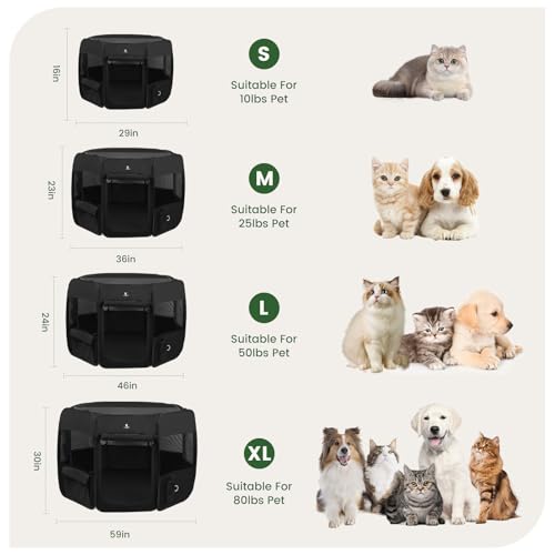 X-ZONE PET Dog Playpen Portable Pet Play Pens for Puppies, Cat, Rabbit, Chicks, Foldable Exercise Play Tent Kennel Crate, Indoor/Outdoor Travel Camping Black X-Large - color: Black, size: XL