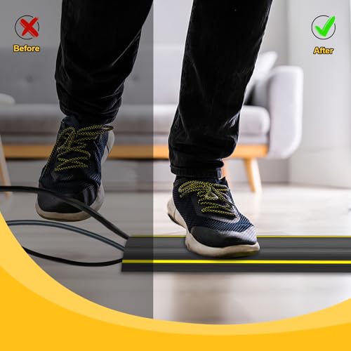 10 Ft Heavy Duty Floor Cord Cover Cable Protector, 3 Channels Protect Cords and Prevent a Trip Hazard— Conceal Wires at Home, Office, Warehouse, Workshop, Concerts - size: 10 Ft