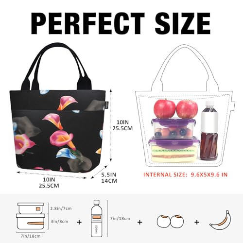 Aosbos Lunch Tote Bag, Insulated Lunch Box for Women, Leakproof Lunch Cooler Purse for Work, Calla Lily - color: E. Calla Lily