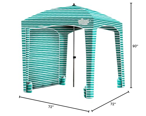 Qipi Beach Cabanas for Sand, Beach Canopy with Sandbags & Side Wall for Family, Easy Set Up Sun Shelter, UPF 50+ UV Protection with Roof Vent - color: 6' x 6' Jervis Bay