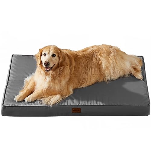 BFPETHOME Outdoor Dog Beds for Large Dogs, Waterproof Dog Bed for Medium, Large, Extra Large Dogs, Orthopedic Pet Bed with Removable Washable Cover, Egg Crate Foam Pet Bed Mat. (47 x 29 In, Dark Grey) - color: Dark Grey, size: 47.0"l X 29.0"w X 3.5"th