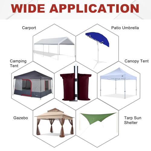ABCCANOPY Canopy Weights 120 LBS Tent Sand Bags,4-Pack Burgundy (Without Sand) - color: Burgundy, size: 120 LBS