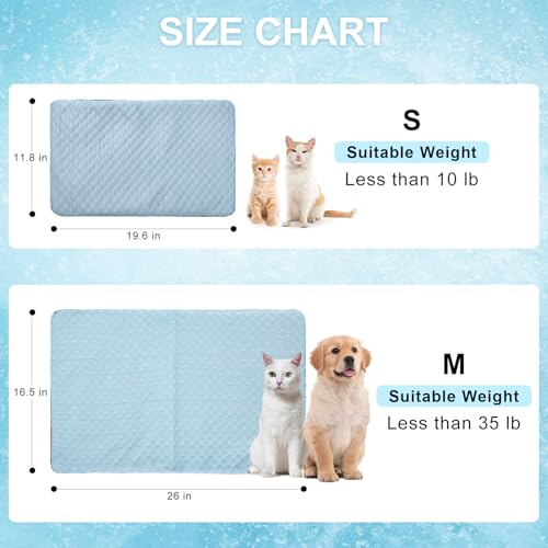 BEAUTYZOO Cooling Mat for Cats & Dogs -26" X 17" Ice Silk Cat Cooling Mat, Dual Sided Cool Pad for Crate Kennel, Indoor Kitten Cool Sleeping Bed for Summer, Arc-Chill Cool Fiber Q-MAX >0.45 Washable