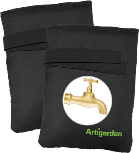 Artigarden Outdoor Faucet Covers for Cold Winter Outside Insulated Water Hose Bib Sock Protector, Black (2 Pack) - color: Black, size: 2PCS-M