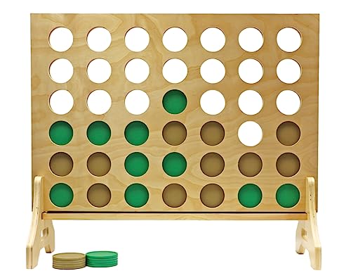 Tailgating Pros Premium Giant Four in a Row with Carrying Case - Jumbo Oversized Outdoor Yard Game - Connect Multiple Pucks in a Row to Win - Many Puck Colors Available! - color: Kelly / Gold