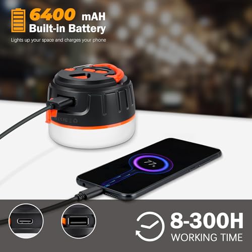 Yonktoo Rechargeable LED Camping Lantern 1000LM, 300H Runtime, 6400mAh, IPX5 Waterproof Tent Light for Camping, Hiking, Power Outages, Home, Emergency Use - Wireless Remote Edition,Orange - color: Orange, size: Wireless Remote Edition