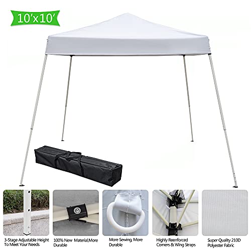 3x3m Outdoor Pop Up Canopy Tents,Portable Instant Folding Shelter Gazebos,Waterproof Beach Tents,Easy Up Instant Commercial Canopy Tent,with Carry Bag,for Garden Camping Wedding Party BBQ (White) - color: White, size: 3x3m