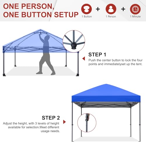 ABCCANOPY 12x12 Pop Up Canopy Tent, Easy Setup Instant Shelter with Wheeled Bag, Heavy Duty Outdoor Canopy for Beach, Market, Backyard, UV Protection, Outdoor Weather Protection (Royal Blue, 12x12) - color: Royal Blue, size: 12x12