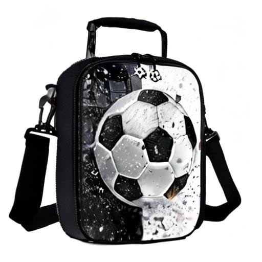Lunch Tote, 2019 Upgrade Insulated Football Lunch Bag- Waterproof Reusable Lunch Box Portable Meal Bag Ice Pack for Kids Boys Girls -Black - color: Football Black