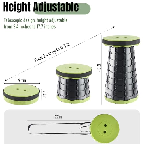 Doseno Upgraded Foldable Stool Thickened, Portable Collapsible Stool Retractable Stool for Fishing, Hiking Tours, BBQ, Parties, Outdoor Activities - color: Olive Green, size: 1pack