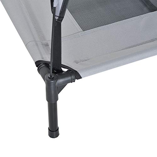 PawHut Elevated Portable Dog Cot Cooling Pet Bed with UV Protection Canopy Shade, 36 inch - color: Gray, size: 36 inch