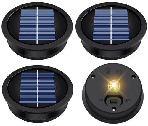 4 Pack Solar Light Replacement Top, Replacement Solar Light Parts for Lantern (Top 3.23 Inch, Bottom 2.83 Inch), Waterproof LED Replacement for Outdoor Garden, Pathway, Yard Lights & Decor - size: 3.23inch-4p