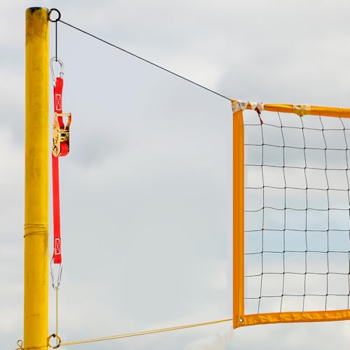 MiniInflat 2 Pcs Volleyball Net Tensioning Ratchet Strap, Heavy Duty Net Tensioning Lever Ratchet, Volleyball Poles Rope Tightener for Indoor & Outdoor Use - color: Red