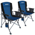 XGEAR Camping Chair with Padded Hard Armrest, Sturdy Folding Camp Chair with Cup Holder, Storage Pockets Carry Bag Included, Support to 400 lbs - color: 2pcs/Blue