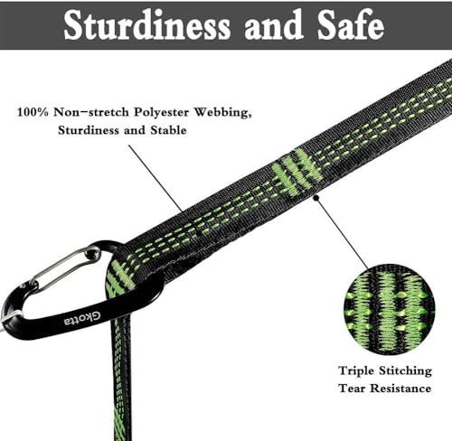 Hammock Straps, Hammock Tree Straps Lightweight Set of Two 10FT Long 32 Adjustable Loops Total with 2 Carabiners Holds up to 1000 Lbs Each Strap