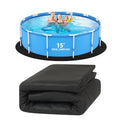 VINGLI 15 FT Pool Pad for Above Ground Pool, Upgraded Extra Thick Swimming Pool Liner Pad 15 FT Round, Prevent Punctures Weed Barrier, Under Pool Mat Pool Protection, Black - size: 15 FT