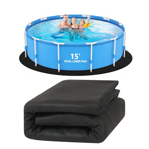 VINGLI 15 FT Pool Pad for Above Ground Pool, Upgraded Extra Thick Swimming Pool Liner Pad 15 FT Round, Prevent Punctures Weed Barrier, Under Pool Mat Pool Protection, Black - size: 15 FT
