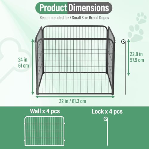 FDW Dog Playpen Kennel - 4 Panels, 24 Inch Height, Indoor/Outdoor Folding Metal Portable Puppy Exercise Pen, Heavy Duty Dog Fence for Yard, Camping - Black - style: 4 Panels