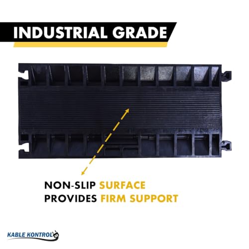 Kable Kontrol Atlas Cable Protector Wire Ramp - 3 Channel Bulk Wholesale Pallet - 40 Pcs - 35” Long Black & Yellow - 24000 Lbs Load Capacity - Rubber Speed Bump Wire Protector Cord Cover - CP9973 - size: 3 Channel - 40 Units