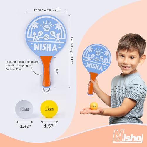 Nisha Lite Paddle Ball Set - Complete Set with 2 Balls and 2 Rackets | Interactive Indoor, Outdoor and Beach Game
