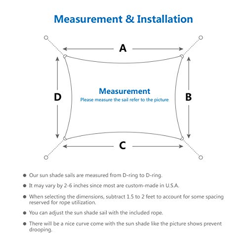 Eden's Decor 4' x 9' Beige Sun Shade Sail Outdoor Canopy Rectangular Awning Fabric Cloth Screen for Patio Garden Backyard Pergola Custom Size - color: Beige, size: 4' x 9'