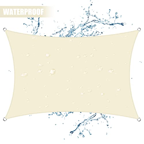 Neween Waterproof Sun Shade Sail Rectangle UV Block Canopy for Outdoor Patio and Garden, Yard Activities (10'x13', Beige) - color: Beige, size: 10'x13'