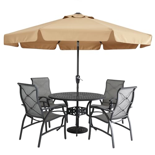 MASTERCANOPY Valance Patio Umbrella for Outdoor Table Market -8 Ribs (10ft, Khaki) - color: Khaki, size: 10FT