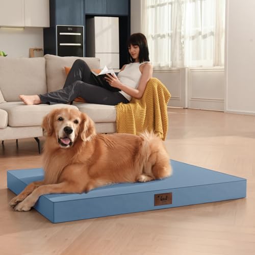Outdoor Dog Bed for Small Dogs, Waterproof Dog Crate Bed for Medium Dogs Cats, Orthopedic Egg Crate Foam Pet Bed with Washable Removable Oxford Cover, Blue - color: Blue, size: 29.0"L x 18.0"W x 3.0"Th
