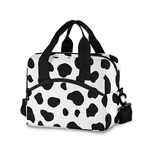 Milk Cow Dot Skin Insulated Lunch Bag Reusable Lunch Tote Bag Cooler Bag for Women Men Adult Lunch Box with Adjustable Shoulder Strap Leakproof Lunch Bag for Work School Picnic Camping - color: Milk Cow Dot Skin