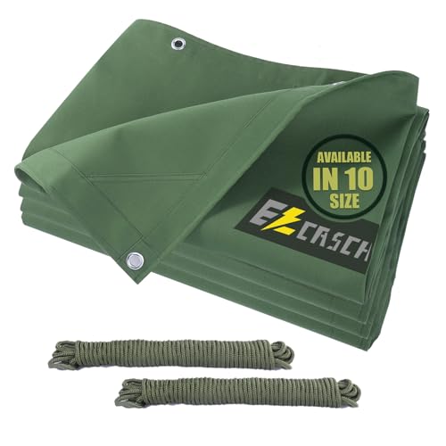 20’x30’ Canvas Tarp Heavy Duty Water Resistant Tarpaulins with Aluminum Grommets,UV Resistant, 22Mil Multipurpose Drop Cloth, 14oz Cover Sheet for Outdoor and Indoor Use with Ropes Green - color: Green, size: 20'x30'