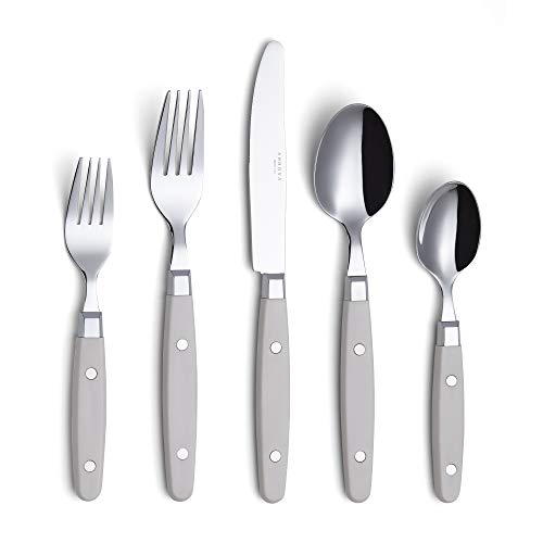 ANNOVA Silverware Set, Retro/Rivet Colorful Stainless Steel Tableware Kitchen Flatware Set Utensils, Includes Dinner Knives, Forks, Spoons, Salad Forks & Dessert Spoons (Cream, 20 Pieces) - color: Cream / White, size: 20 Pieces