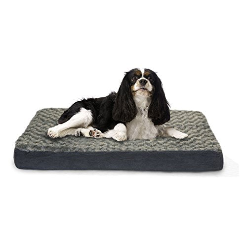 FurHaven Supportive Cooling Memory Foam Classic Mattress Dog Bed with Washable & Removable Cover - Plush Faux Fur/Suede Mattress - Chocolate, Dogs Up to 55 lbs - Large - color: Ultra Plush Curly Faux Fur (Chocolate), size: Large