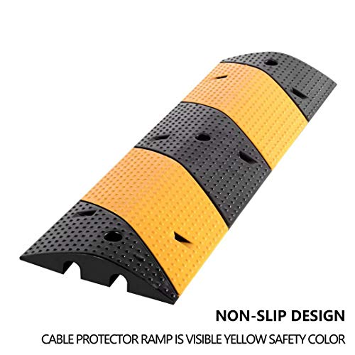 2 Pack Rubber Cable Ramp Hose Cable Protector Ramp 2 Channel 88000Lbs Load Capacity Traffic Speed Bump Wires Power Lines Extension Cord Cover for Indoor Outdoor